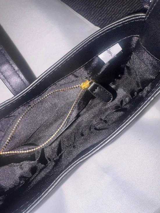 Yves Saint Laurent Black Leather Shoulder Bag with Gold YSL Emblem - Picture 3 of 5